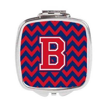 CAROLINES TREASURES Letter B Chevron Yale Blue and Crimson Compact Mirror CJ1054-BSCM